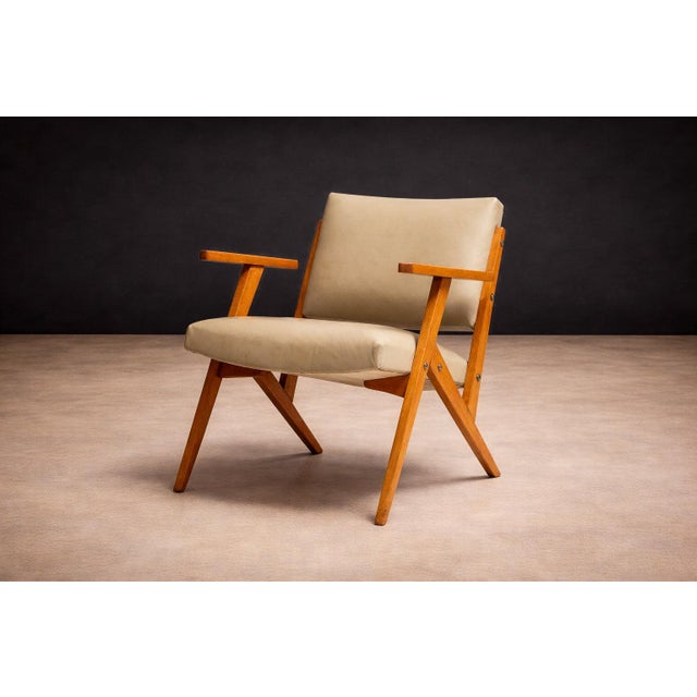 1950s Armchair in Beige Faux Leather, Jose Zanine Caldas, 1950s - Lot 107 For Sale - Image 5 of 12
