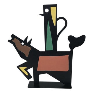 Italian Black Painted Metal Sculpture by Riccardo Dalisi, 1980 For Sale