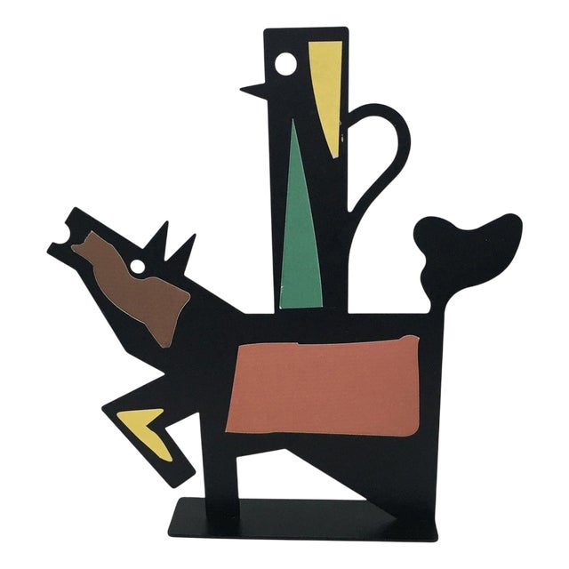 Italian Black Painted Metal Sculpture by Riccardo Dalisi, 1980 For Sale