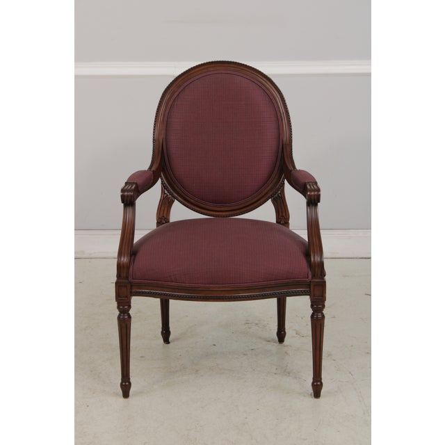 French Set of 8 French Louis XVI Style Upholstered Dining Chairs For Sale - Image 3 of 18