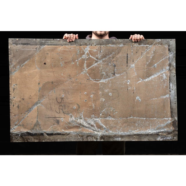 Industrial Early 20th Century Fulton Market Butchers Products Co. Hand-Painted Tin Trade Sign For Sale - Image 3 of 11