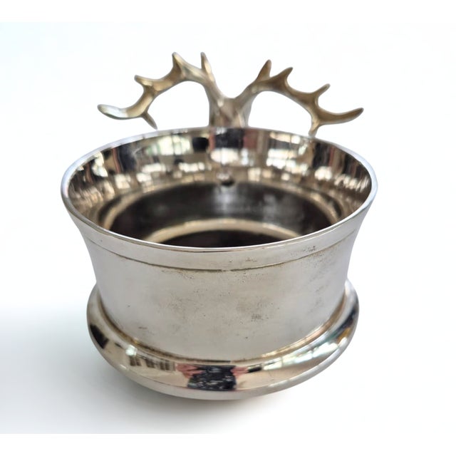 Vintage Silverplate Deer Stag Head Wine Bottle Coaster American Cabin For Sale In Orlando - Image 6 of 10