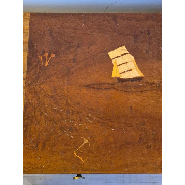 Swedish Modern Blanket Chest or Coffee Table with Marine Intarsia Decor, 1940s For Sale - Image 6 of 17