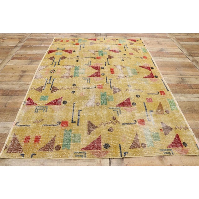 Goldenrod Zeki Muren Vintage Turkish Sivas Rug - 04'09 X 06'00 For Sale - Image 8 of 10