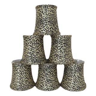 Set of 6 Leopard Cheetah Animal Print Clip-on Bell Lamp or Chandelier Shades Cats For Sale