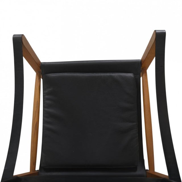 Animal Skin Square Cushion Safari Chair in Black Leather, 1990s For Sale - Image 7 of 18