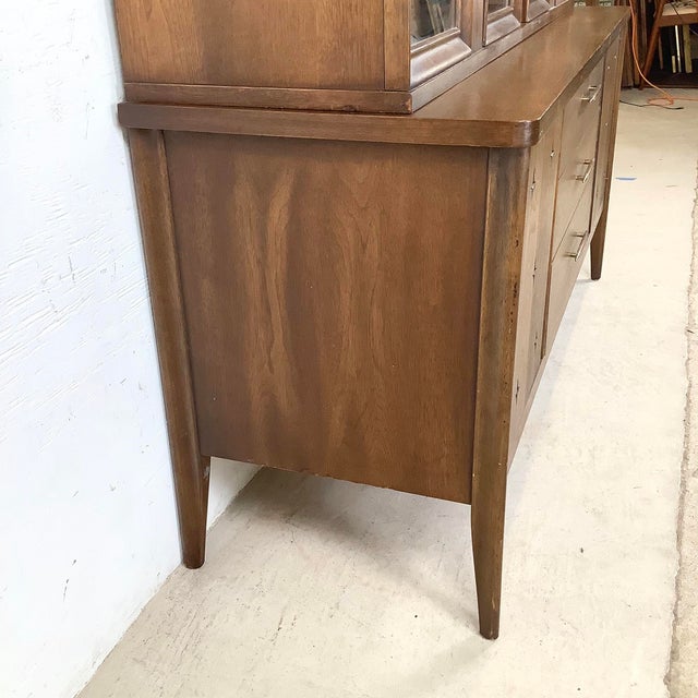 Broyhill MCM "Saga" Sideboard With Display Cabinet by Broyhill For Sale - Image 4 of 12