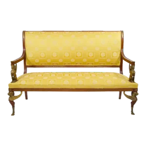 19th Century Empire Style Gilt Bronze Mounted Settee / Sofa