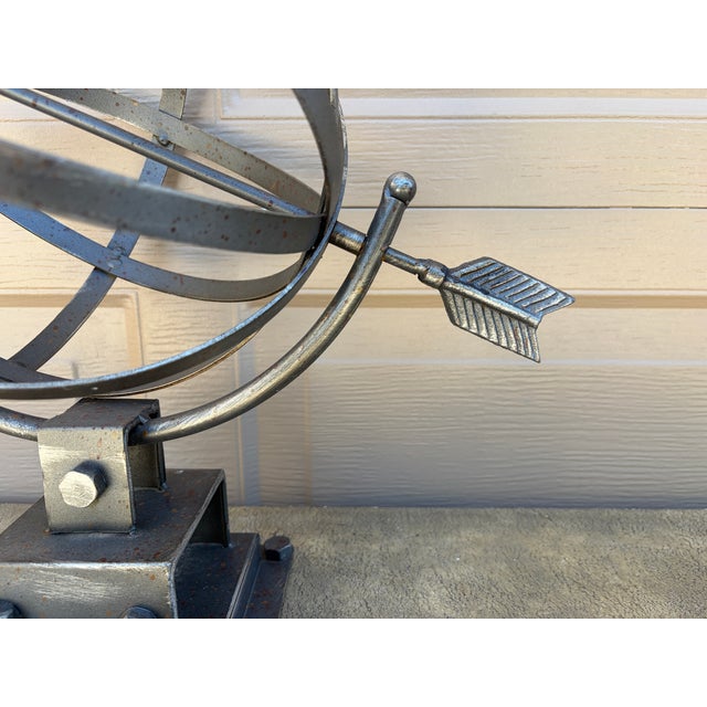 Metal Brutalist Style Iron Garden Armillary Sundial, Usa, 20th Century For Sale - Image 7 of 12