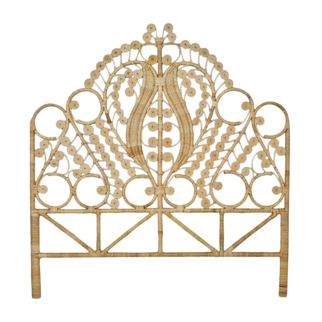 2020s Natural Wicker Palm Headboard Queen For Sale - Image 5 of 5