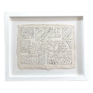 Barbara Beck Graphite on Paper, Cut Paper Collage in White Frame For Sale