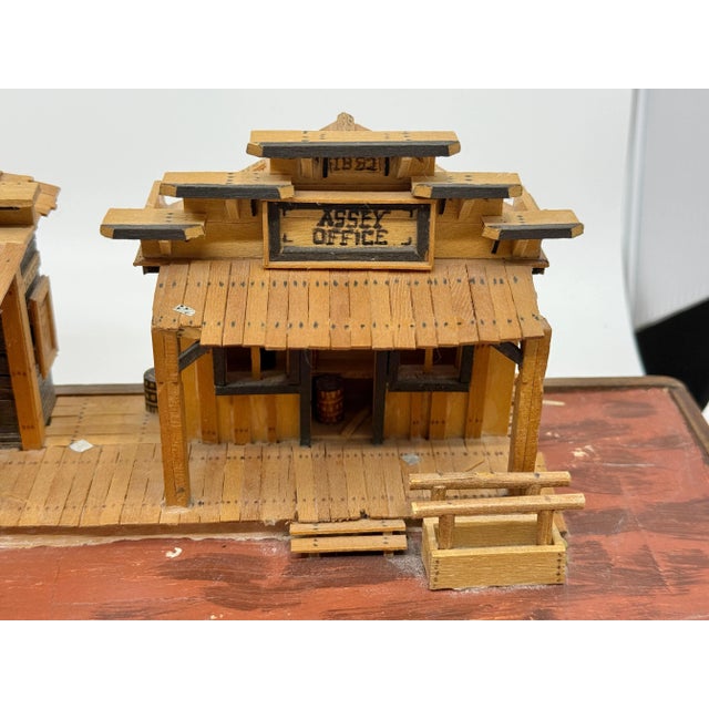 Wood 1990 Hand Crafted Architectural Folk Art Model Wild West Town with Saloon For Sale - Image 7 of 12