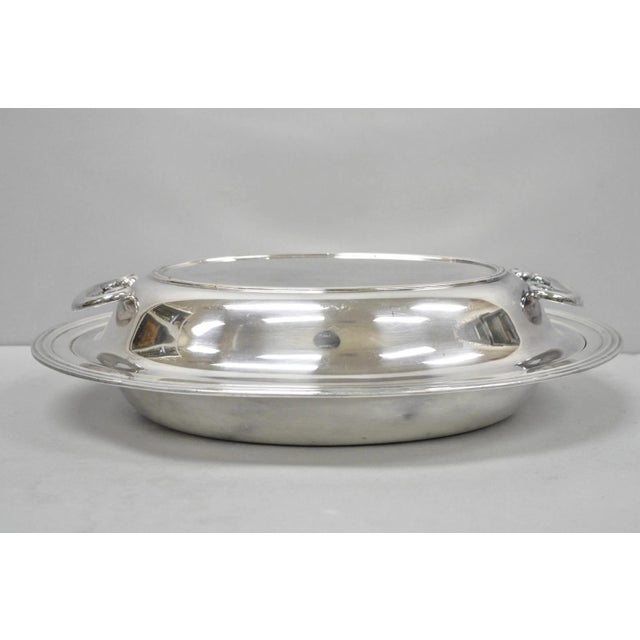 Vintage Wallace N6706 Silver Plated Large Oval 15" Covered Serving Dish. Circa Mid 20th Century. Measurements: 4" H x 15"...