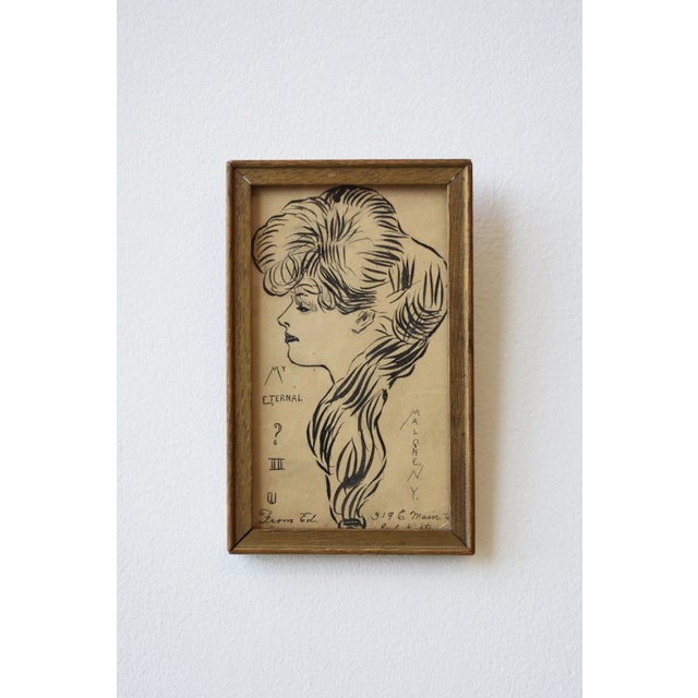 Early 20th Century Antique Gibson Girl-Style Illustration on Postcard, Circa Early 20th Century For Sale - Image 5 of 11