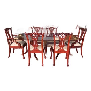 1980s Dining Table With Ten Chairs - Set of 13 For Sale