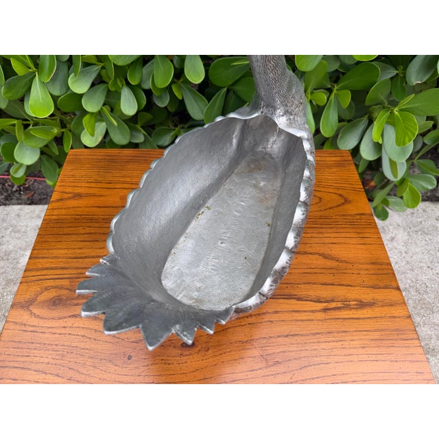 Vintage Saks Fifth Avenue Style Silvered Pewter Swan Cachepot Planter For Sale In Naples, FL - Image 6 of 12