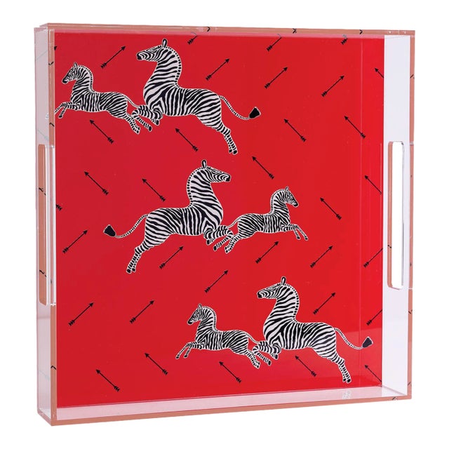 Scalamandre Maison by Port 68 Zebra Red Lucite Tray Chairish