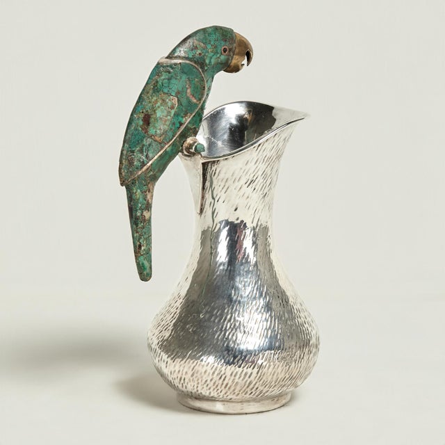Mid-Century Modern Mid Century Silver on Copper Pitcher With Parrot by Los Castillo For Sale - Image 3 of 11