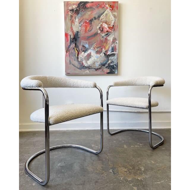 Postmodern Attributed Vintage Pair of Chairs in the Style of Anton Lorenz for Thonet For Sale - Image 3 of 8