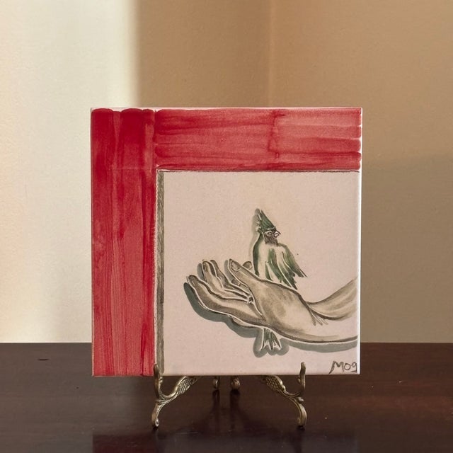 Vintage Hand Painted Italian Decorative Tile For Sale - Image 9 of 13