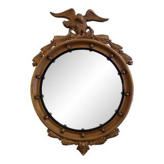 American Federal Giltwood Eagle Bullseye Convex Mirror For Sale