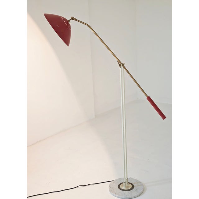 Vintage Floor Lamp in Red Marble with Brass and Metal from Stilnovo, 1950 For Sale - Image 9 of 17