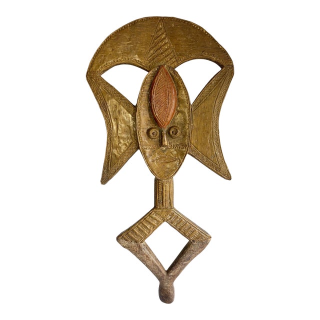 VTG Bakota Brass and Wood Sculpture W/Stand 23" H For Sale