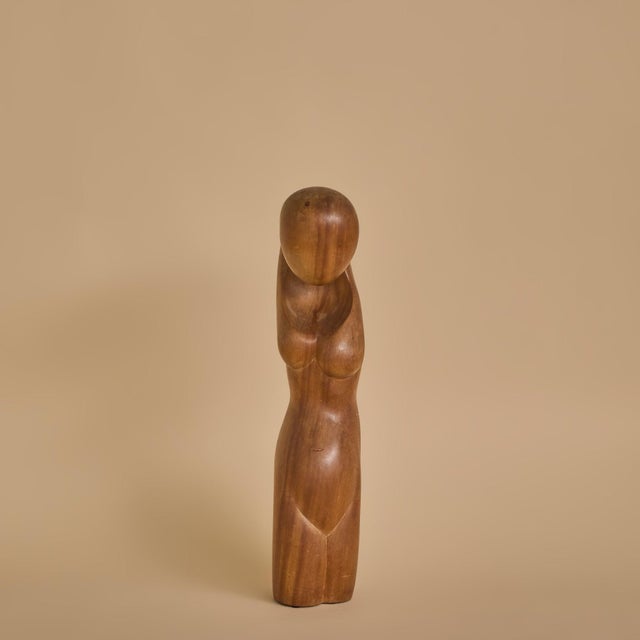 Early 20th Century Vintage Female Form Carved Wooden Sculpture For Sale - Image 5 of 10
