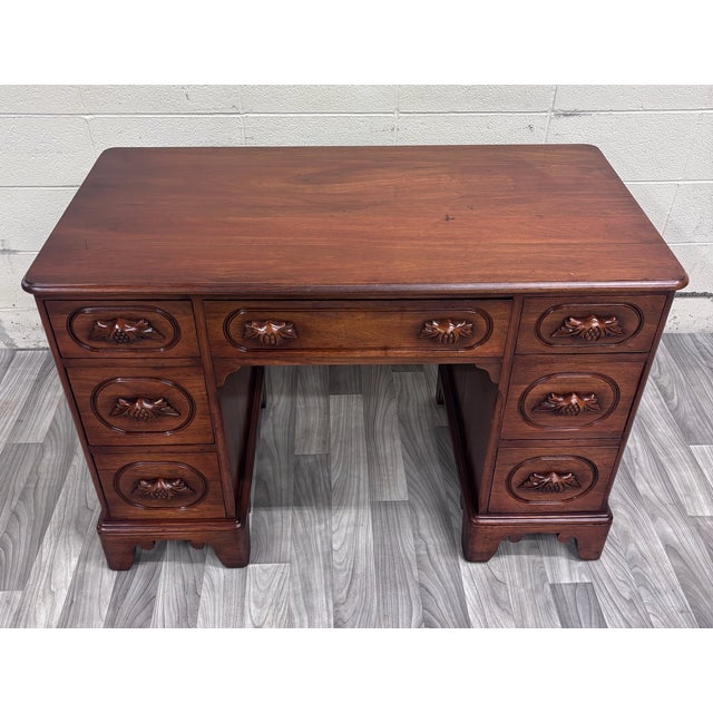 Early 20th Century VTG Davis Cabinet Co Lillian Russell Style Black Walnut Executive Writing Desk For Sale - Image 5 of 13