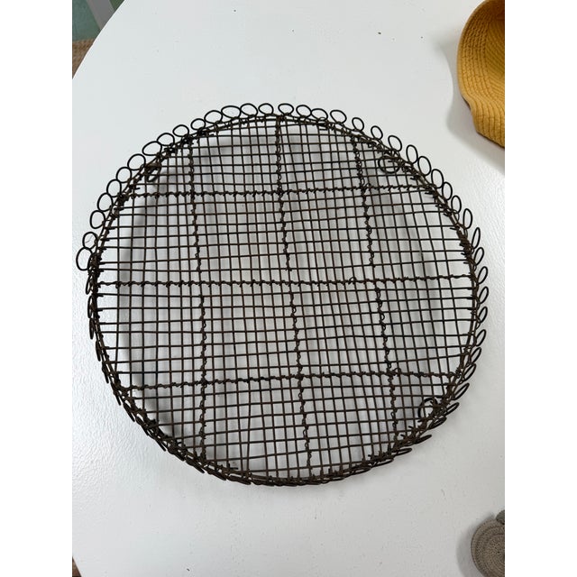 Burnt Umber Antique Woven Wire Tray For Sale - Image 8 of 11