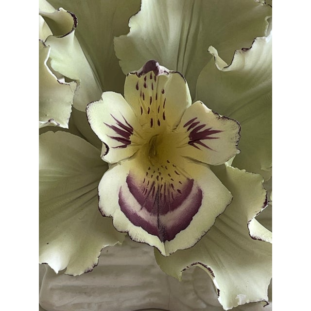Hollywood Regency Vintage Capodimonte Orchids on Porcelain Log For Sale - Image 3 of 13