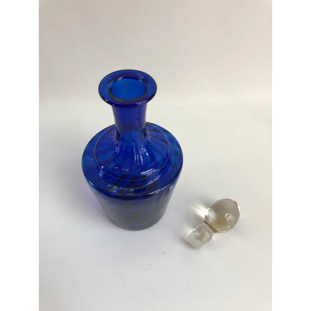Vintage Cobalt Decanter & Stems - Set of 5 For Sale - Image 4 of 8