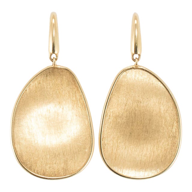 Marco Blcego Lunaria 18k Yellow Gold Petal Brushed Drop Dangle Earrings, A Pair For Sale