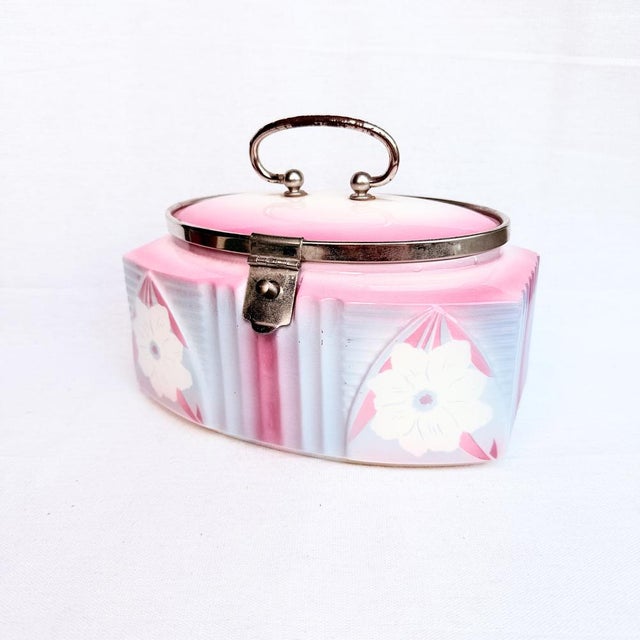 Cookie Tin in Floral Porcelain, 1920s For Sale - Image 16 of 16