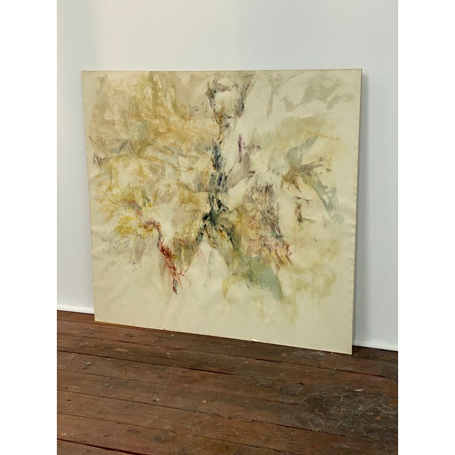 An exceptional large abstract painting on paper by Leonard "Buzz" Wallace (1932-2021). Circa October 1966. The abstract...