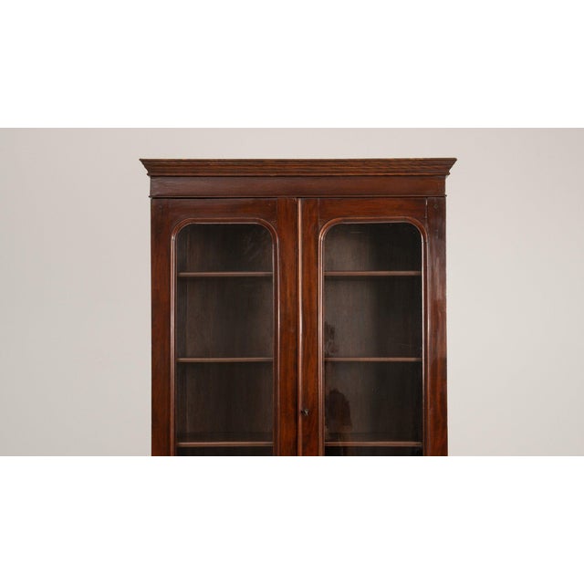 19th Century France Rich Mahogany Glazed Mahogany Bookcase Cabinet For Sale - Image 9 of 11