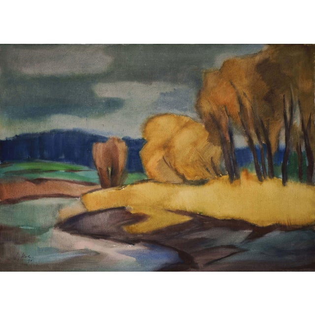 Fritz Kohlstädt, An der Hunte bei Oldenburg, 1990, Watercolor For Sale