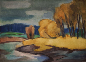 Fritz Kohlstädt, An der Hunte bei Oldenburg, 1990, Watercolor