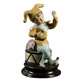 Vintage Terracotta Child Sculpture on Tambourine, Italy, 1970s For Sale