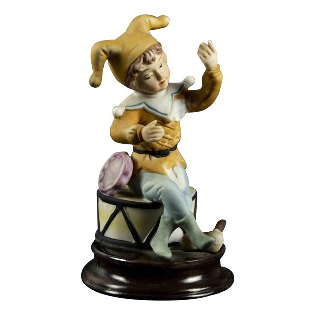 Vintage Terracotta Child Sculpture on Tambourine, Italy, 1970s For Sale