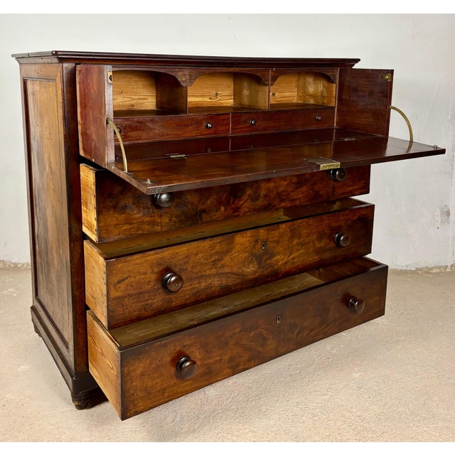 Brown 19th Century Spanish Colonial Secretary Chest With Fall Front Desk For Sale - Image 8 of 18