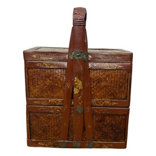 Courtyard Tales Red Double Tiered Wedding Basket with Lock For Sale