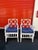 Chippendale Pair of White Faux Bamboo Chippendale Armchairs With Blue Cushions For Sale - Image 3 of 8