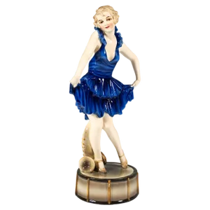 Art Deco Dancer Posing on Drum attributed to Josef Lorenzl for Goldscheider, 1926