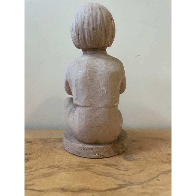 Mid-Century Modern Vintage 1982 Austin Productions Child Hugging Teddy Bear Statue For Sale - Image 3 of 4