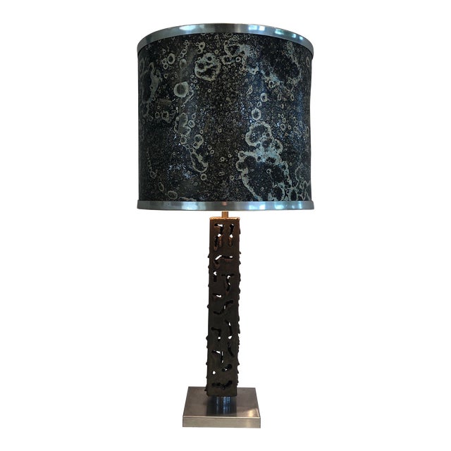 1970s Worked Steel Design Table Lamp For Sale