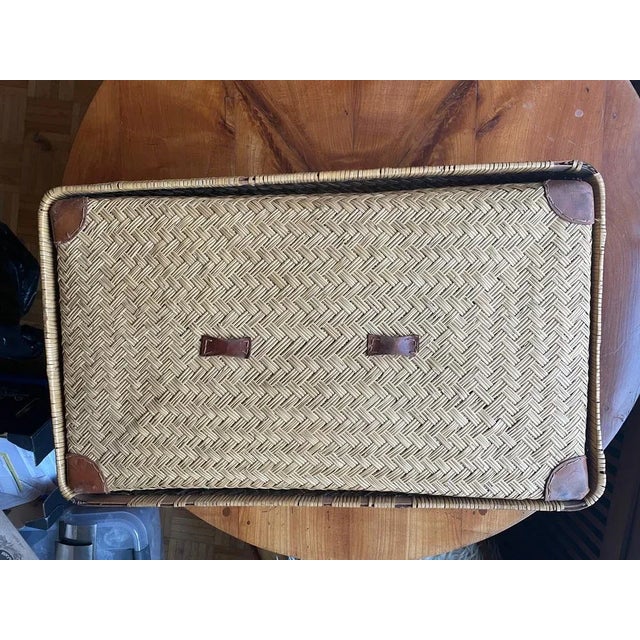 Two-Part Storage Box in Rattan and Leather by Adrien Audoux & Frida Minet, 1930s For Sale - Image 9 of 13