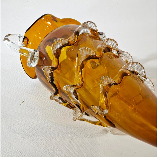 Mid-Century Modern Two-Handled Amber Murano Glass Vase, Italy, 1950s For Sale - Image 14 of 18
