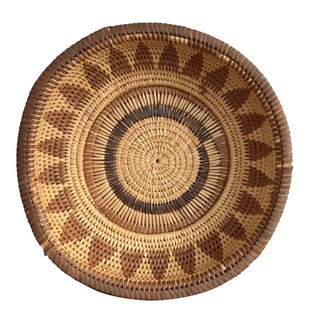 Vintage Handwoven Decorative Basket For Sale