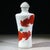 A charming Chinese porcelain snuff bottle with a matching lid. The white ground is hand-painted in vibrant iron red...